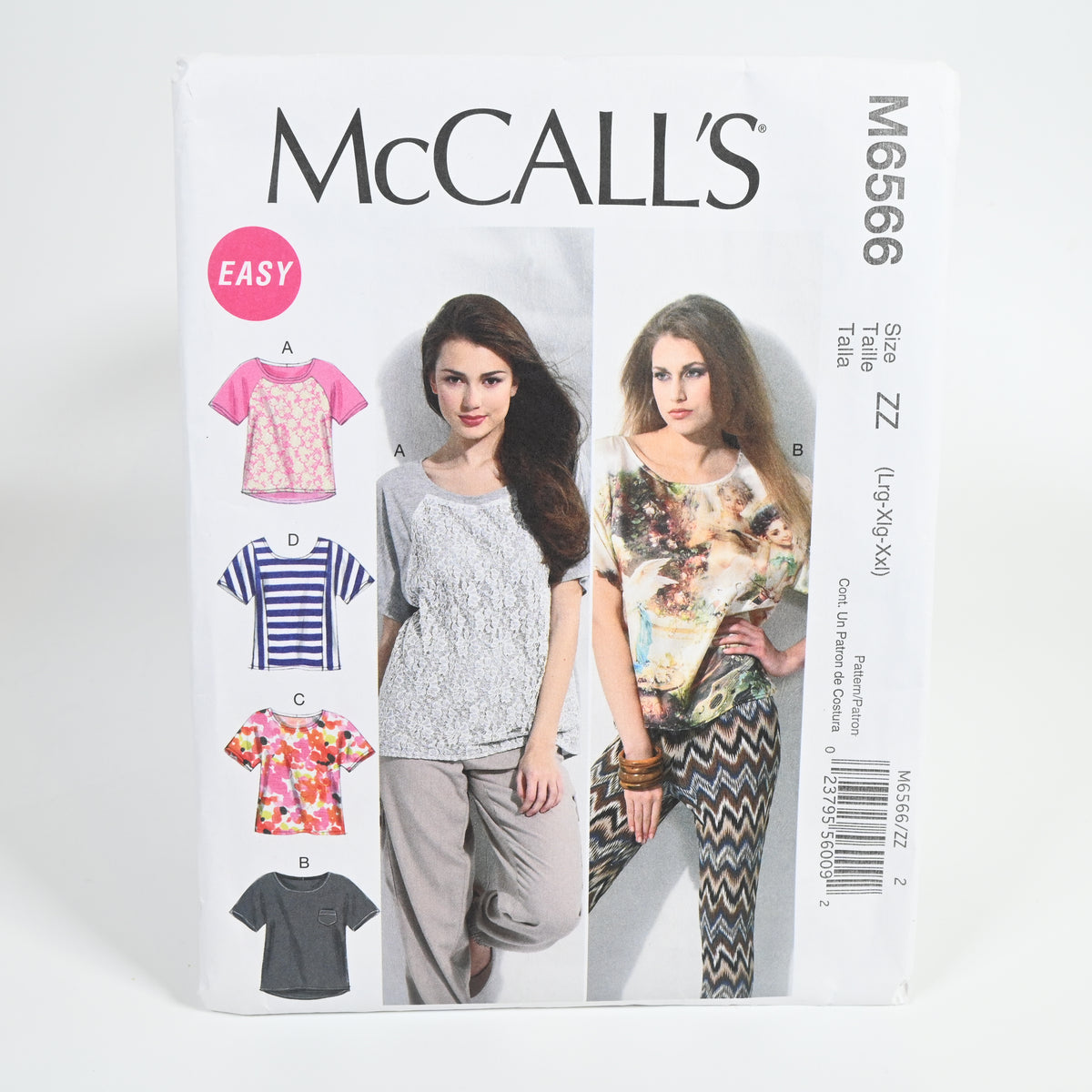McCall's Sewing Pattern Misses ZZ (L-XXL) Pullover Tops Uncut Factory Folded