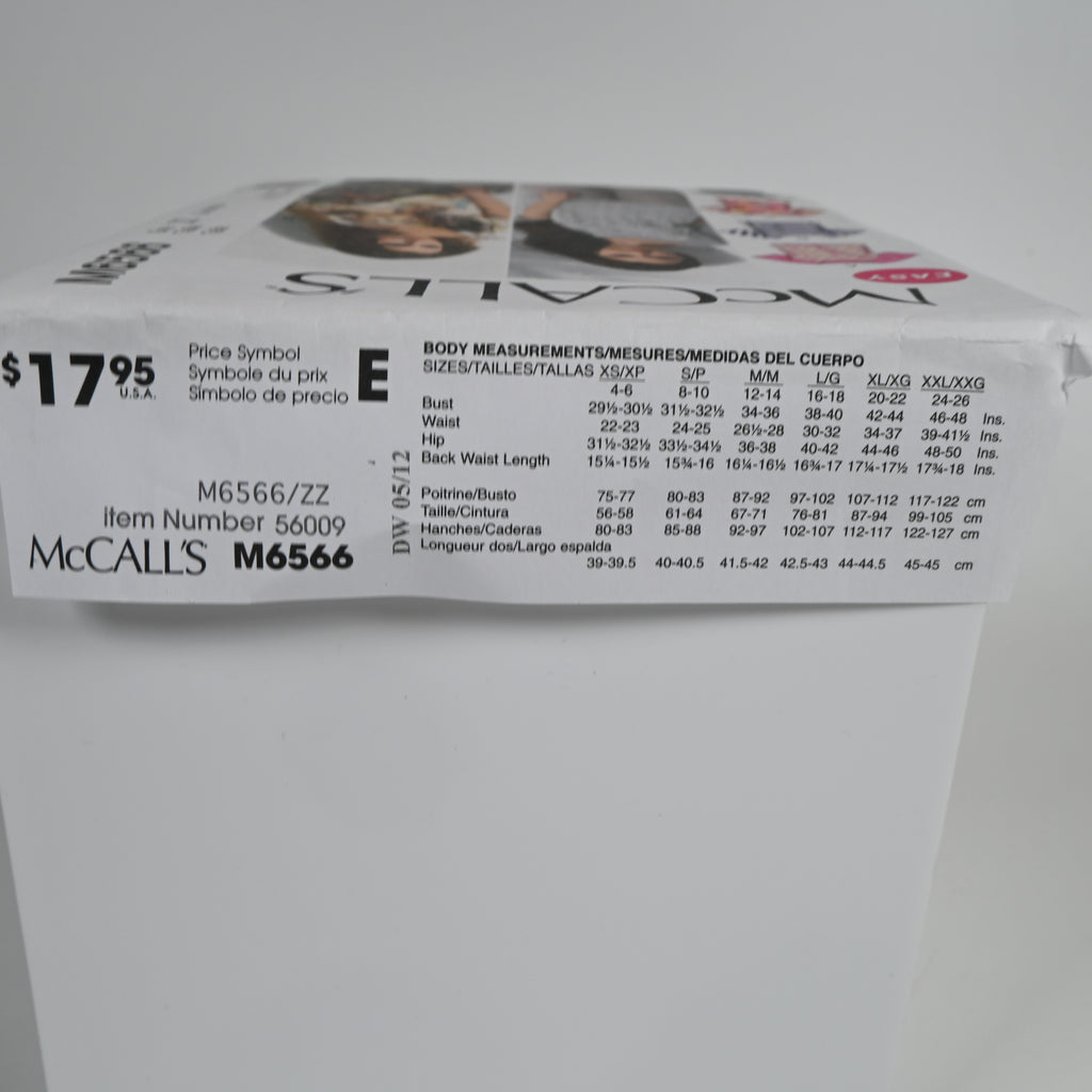 McCall's Sewing Pattern Misses ZZ (L-XXL) Pullover Tops Uncut Factory Folded